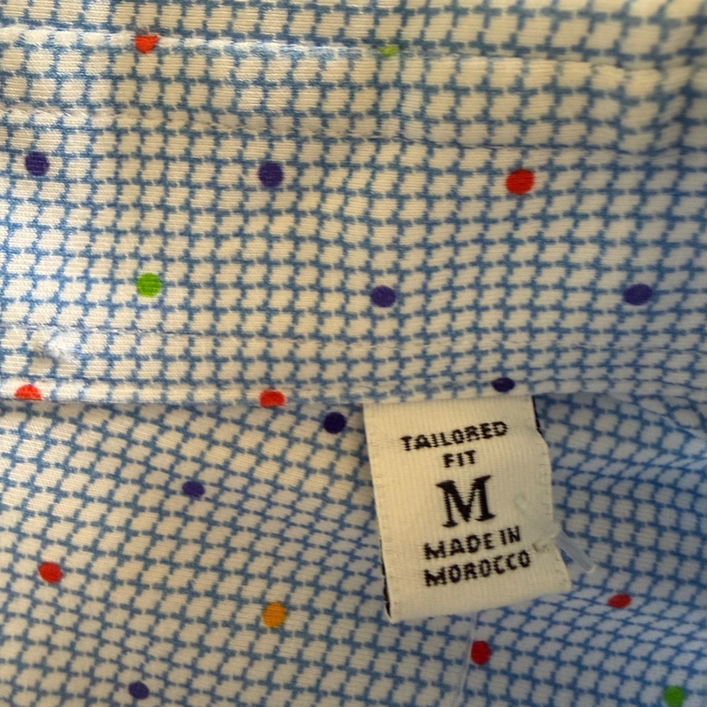 Robert Graham Modern Americana Mens Blue Polka Dot Stretch Shirt Size M Luxury - Picture 12 of 12